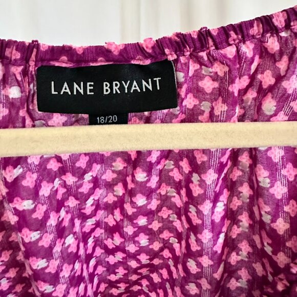 Lane Bryant Women's Plus Size 18/20 Wrap Purple/pink mini floral top - Picture 5 of 7